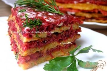 фото рецепта Закусочный блинно-овощной торт