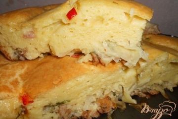 фото рецепта Наливной пирог с капустой и фаршем