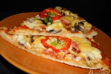 фото рецепта Пицца с колбасой и грибами