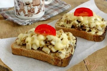 фото рецепта Гренки с шампиньонами