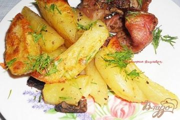 фото рецепта Запеченный кролик с картофелем