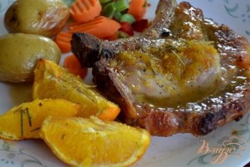 фото рецепта Свиные отбивные в медовой и апельсиновой глазури