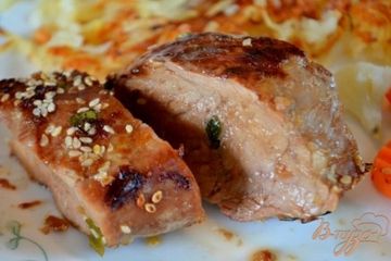 фото рецепта Маринованное филе свинины с кунжутом