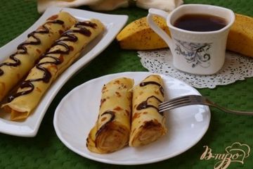 фото рецепта Блины, фаршированные бананом