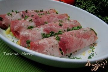фото рецепта Ветчинные рулетики с  картофельной начинкой