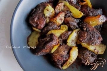 фото рецепта Куриная печень с яблоками