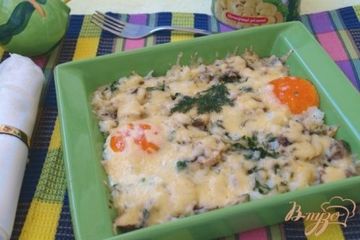 фото рецепта Рисовая запеканка с резанными шампиньонами