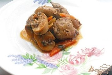 фото рецепта Куриная печень с грибами
