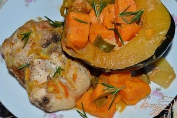 фото рецепта Куриные грудки в апельсиново-кленовом сиропе с овощами