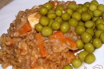 фото рецепта Гречка с курицей в сливках