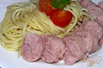 фото рецепта Запеченные купаты со спагетти