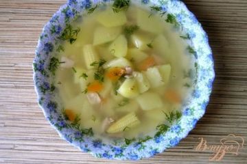 фото рецепта Суп с тунцом и молодой кукурузой