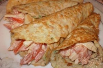 фото рецепта Мясные блинчики с начинкой