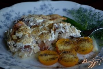 фото рецепта Рыба запеченная с жареным хреном и луком