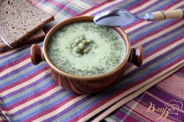 фото рецепта Крем-суп из курицы и зелёного горошка