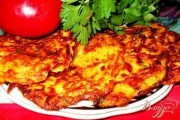 фото рецепта Оладьи тыквенные с курицей