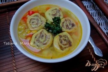 фото рецепта Овощной суп с кукурузными улитками..
