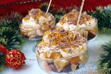 фото рецепта Праздничный десерт с фруктами и кленовым сиропом