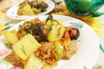 фото рецепта Рагу в горшочке с грибами шиитаке