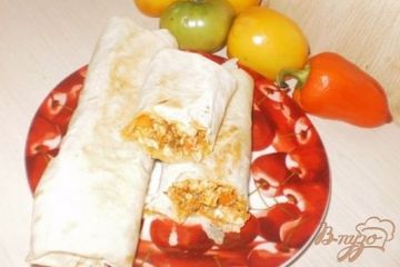 фото рецепта Курица с овощами в лаваше