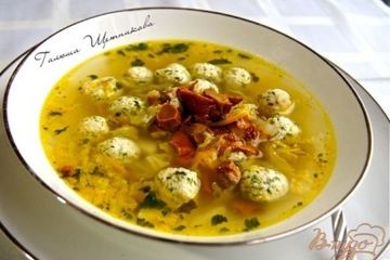 фото рецепта Суп с овощами, грибами и фрикадельками