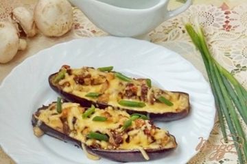фото рецепта Баклажаны фаршированные курицей и грибами