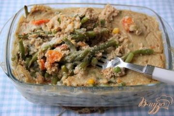 фото рецепта Запеканка из отварного мяса и стручковой фасоли.