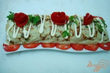 фото рецепта Кабачковый рулет с опятами