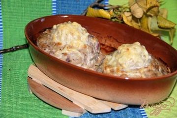 фото рецепта Гнёзда из фарша с рисом и грибами
