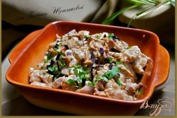 фото рецепта Фрикасе из курицы с лисичками и шафраном