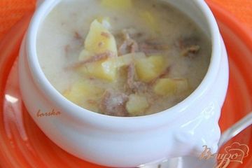 фото рецепта Жаркое из  картофеля, варенного мяса в сливочном соусе