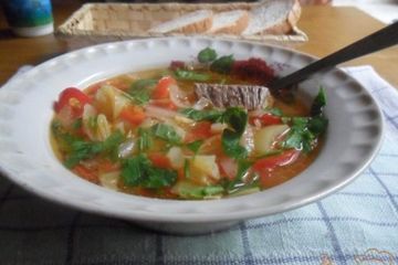 фото рецепта Суп мясной с болгарским перцем Все краски осени