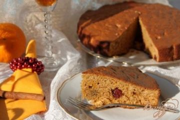фото рецепта Ароматный хлеб из тыквы с клюквой, апельсином и бренди