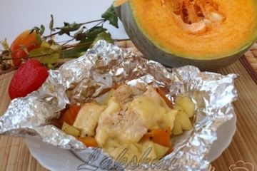 фото рецепта Ужин из куриного филе с тыквой и картофелем