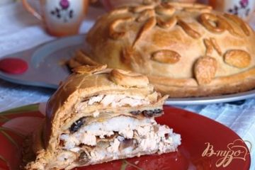 фото рецепта Курник с рисом и грибами