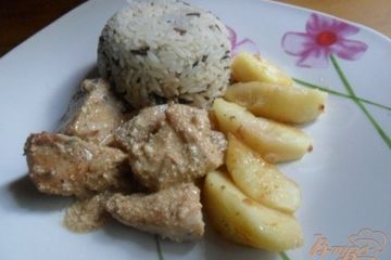 фото рецепта Куриное филе в лимонном соусе с яблоками