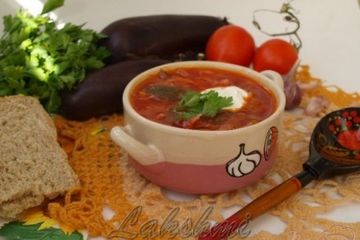 фото рецепта Постный борщ с баклажанами