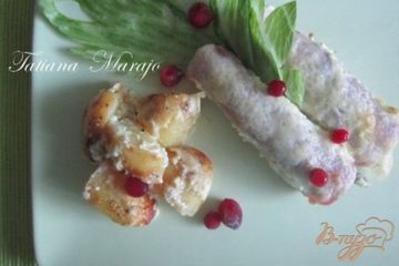 фото рецепта Ветчинные рулетики с фасолью и картофелем