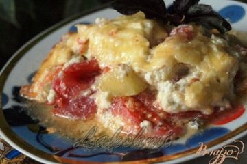 фото рецепта Помидоры с кабачками в сырной заливке