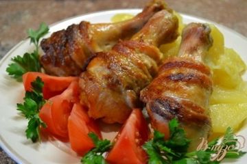 фото рецепта Куриные ножки в грудинке.