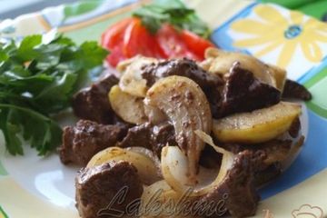 фото рецепта Свиная печень с....яблоками
