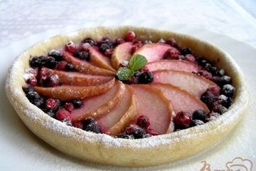 фото рецепта Открытый пирог с яблоками и смородиной