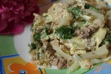 фото рецепта Цветная капуста тушенная с фаршем