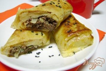 фото рецепта Блины с ливером, обжаренные в яйце!