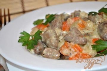 фото рецепта Куриные сердечки в сливочном соусе