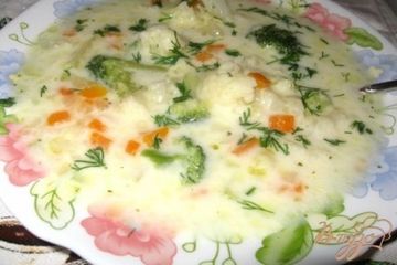 фото рецепта Сырный суп с цветной капустой и брокколи