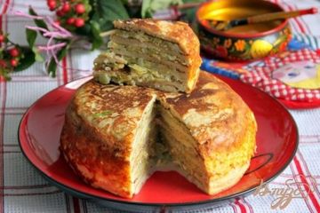 фото рецепта Блинчатый каравай с капустой