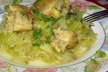 фото рецепта Тушеная капуста с мясом без томата.