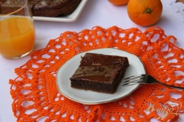 фото рецепта Сметанно-шоколадный кекс с апельсиновой глазурью