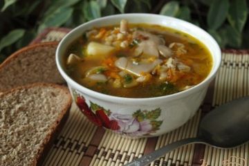 фото рецепта Суп с вешенками и перловой крупой